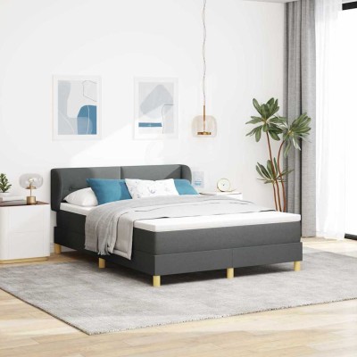 Cama con somier y colchón Crema 90x200 cm Fabric Gris oscuro