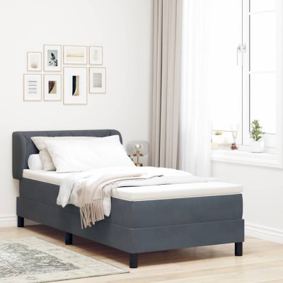 Cama con Somier y Colchón Gris Oscuro 80x200 cm Terciopelo