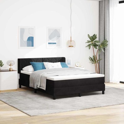 Cama con Somier y Colchón Negra 100x200 cm Terciopelo Negro