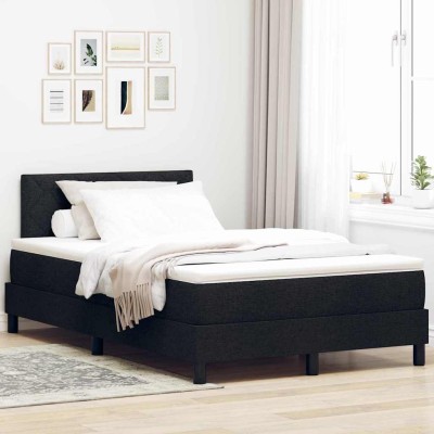 Cama tipo Box Spring con colchón Negro 120 x 190 cm tela