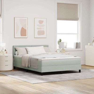 Cama tipo Box Spring Gris claro 140 x 200 cm Terciopelo
