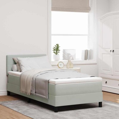 Cama tipo Box Spring Gris claro 100 x 200 cm Terciopelo