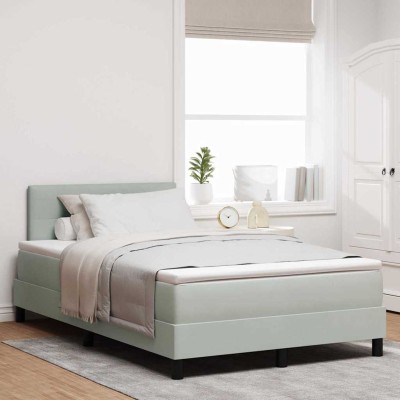 Cama tipo Box Spring Gris claro 120 x 200 cm Terciopelo