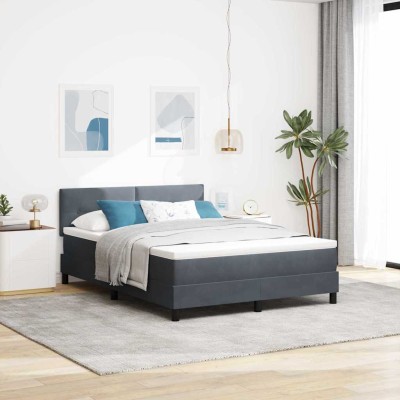 Cama tipo Box Spring Gris oscuro 160 x 200 cm Terciopelo