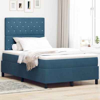 Cama tipo Box Spring Azul oscuro 120 x 200 cm Terciopelo