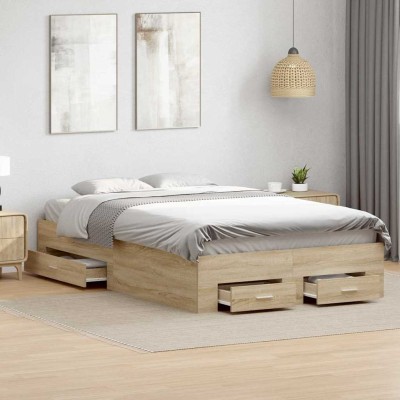 Estructura de cama Marrón 120 x 190 cm Madera contrachapada