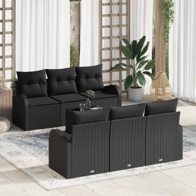 Conjunto de sofá de jardín 7 pcs Negro 55 x 55 x 37 cm