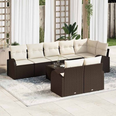 Conjunto de sofá de jardín 9 pcs 289 x 124 x 85 cm Poliratán