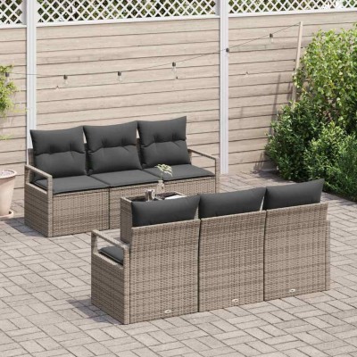 Conjunto de sofá de jardín 7 pcs Gris 55 x 55 x 37 cm