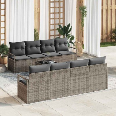 Conjunto de sofá de jardín 7 pcs Gris 55 x 55 x 37 cm
