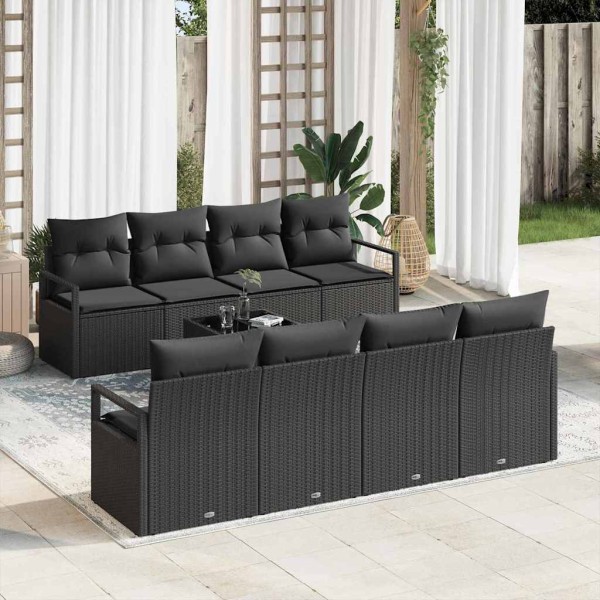 Conjunto de sofá de jardín 7 pcs Negro 55 x 55 x 37 cm