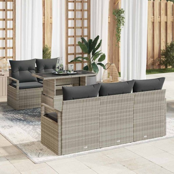 Conjunto de sofá de jardín 6 pcs Gris claro 100 x 55 x 73 cm