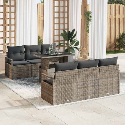 Conjunto de sofá de jardín Manual 7 pcs Gris 100 x 55 x 73 cm