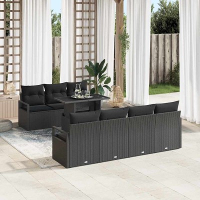 Conjunto de sofá de jardín Manual 8 pcs Negro 100 x 55 x 73 cm