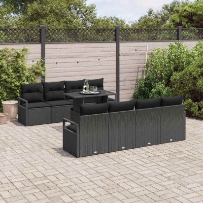 Conjunto de sofá de jardín Manual 7 pcs Negro 100 x 55 x 73 cm