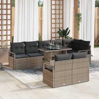 Conjunto de sofá de jardín Manual 9 pcs Gris 100 x 55 x 73 cm