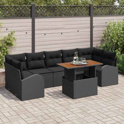 Conjunto de sofá de jardín 8 pcs Negro 100 x 55 x 73 cm