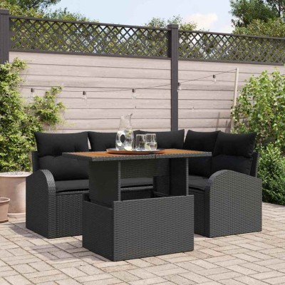 Conjunto de sofá de jardín 5 pcs Negro 100 x 55 x 73 cm