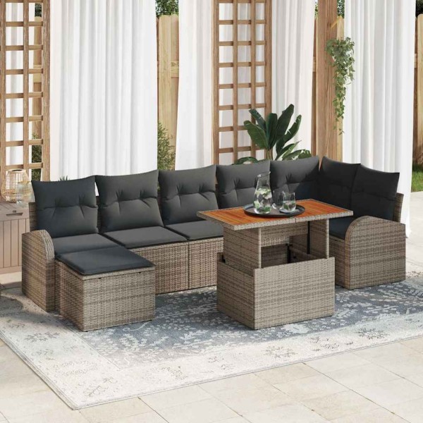 Conjunto de sofá de jardín con cojín 8 pcs Gris