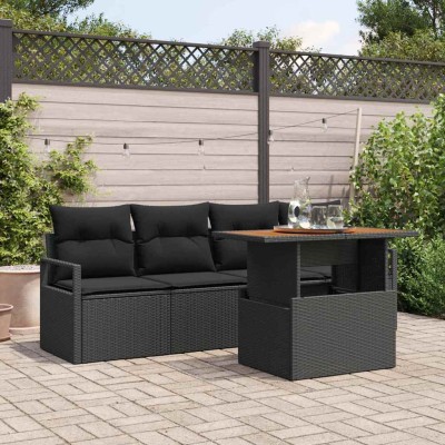 Conjunto de sofá de jardín Manual 5 pcs Negro 100 x 55 x 73 cm
