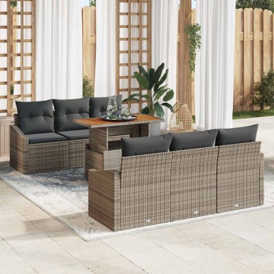 Conjunto de sofá de jardín Gris y marrón 100 x 55 x 73 cm