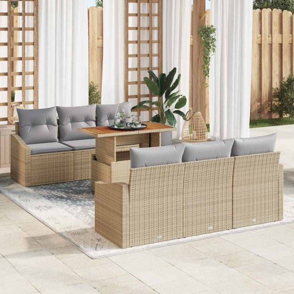 Conjunto de sofá de jardín Manual Beige y gris 100 x 55 x 73 cm