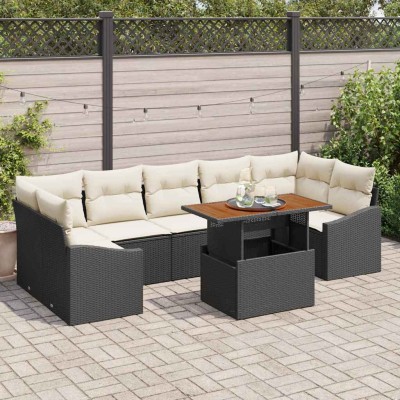 Conjunto de Comedor de Jardín Negro y crema 100 x 55 x 73 cm