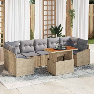 Conjunto de Comedor de Jardín Beige y gris 100 x 55 x 73 cm