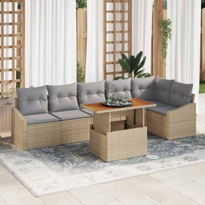 Conjunto de Comedor de Jardín Beige y gris 100 x 55 x 73 cm