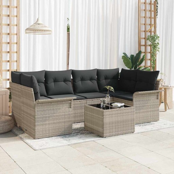 Conjunto de sofá de jardín 7 pcs Gris Claro y Gris Oscuro