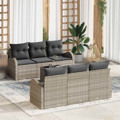 Conjunto de sofá de jardín 7 pcs Gris Claro y Gris Oscuro