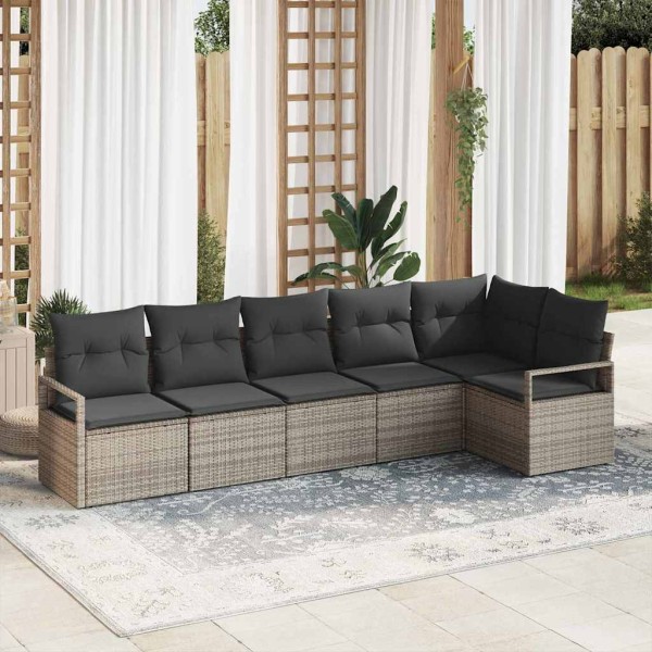 Conjunto de sofá de jardín con cojín 6 pcs Gris