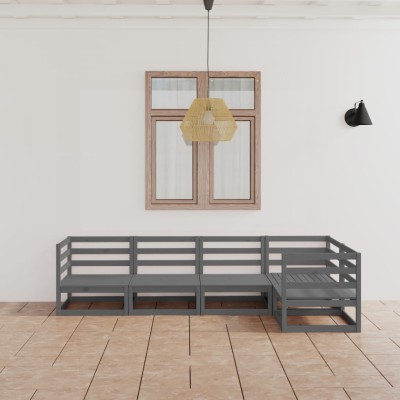 Muebles de jardín 5 piezas gris madera de pino maciza