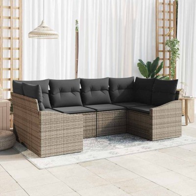 Conjunto de sofá de jardín con cojín 6 pcs Gris