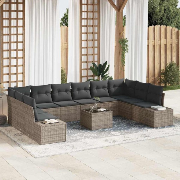 Conjunto de sofá de jardín 11 pcs Gris 344 x 209 x 85 cm