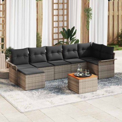 Conjunto de sofá de jardín con cojín 8 pcs Gris