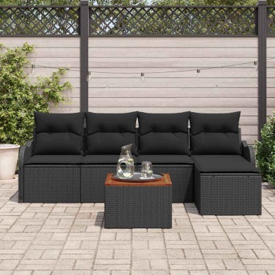 Conjunto de sofá de jardín 6 pcs Negro