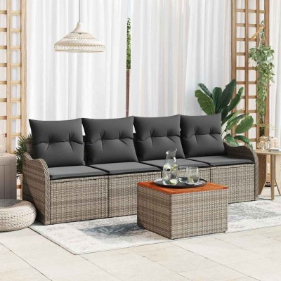 Conjunto de sofá de jardín 5 pcs Gris