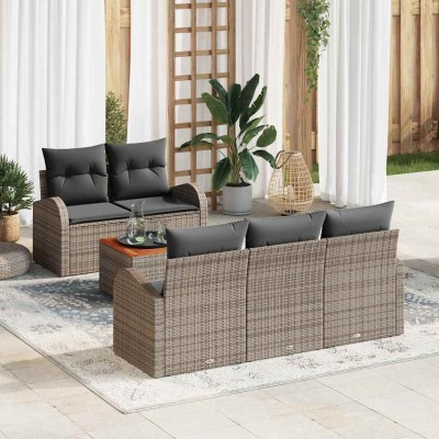 Conjunto de sofá de jardín 6 pcs Gris