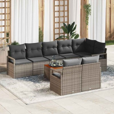 Conjunto de sofá de jardín 9 pcs Gris