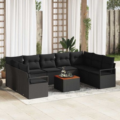 Conjunto de sofá de jardín 10 pcs Negro
