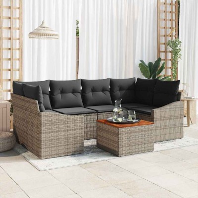 Conjunto de sofá de jardín 7 pcs Gris
