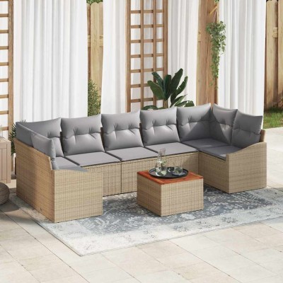Conjunto de sofá de jardín 8 pcs beige y gris claro