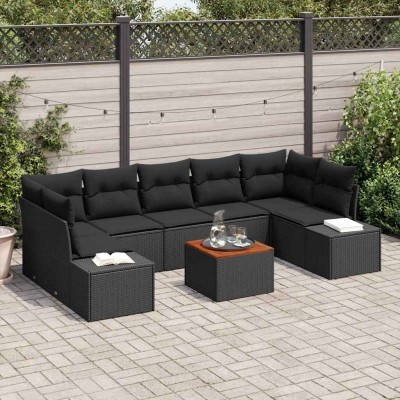 Conjunto de sofá de jardín 8 pcs Negro