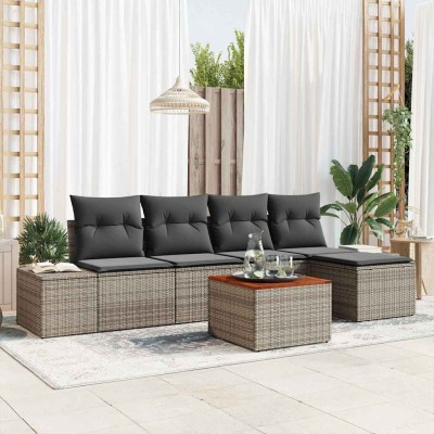 Conjunto de sofá de jardín 6 pcs Gris