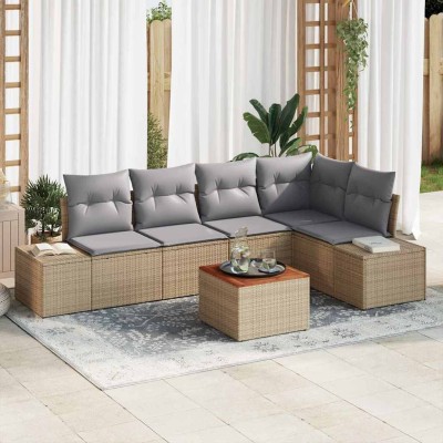 Conjunto de sofá de jardín 6 pcs beige y gris claro