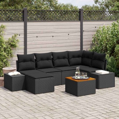 Conjunto de sofá de jardín 7 pcs Negro