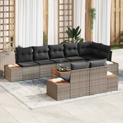 Conjunto de sofá de jardín 9 pcs Gris 319 x 154 x 85 cm