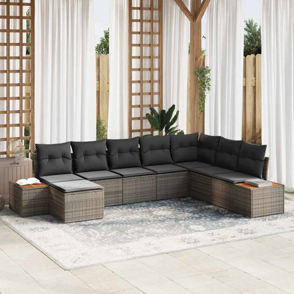 Conjunto de sofá de jardín 8 pcs Gris 319 x 209 x 85 cm