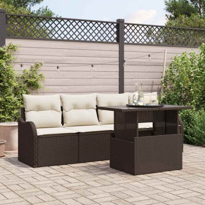 Conjunto de sofá de jardín Manual 5 pcs Marrón 100 x 55 x 73 cm
